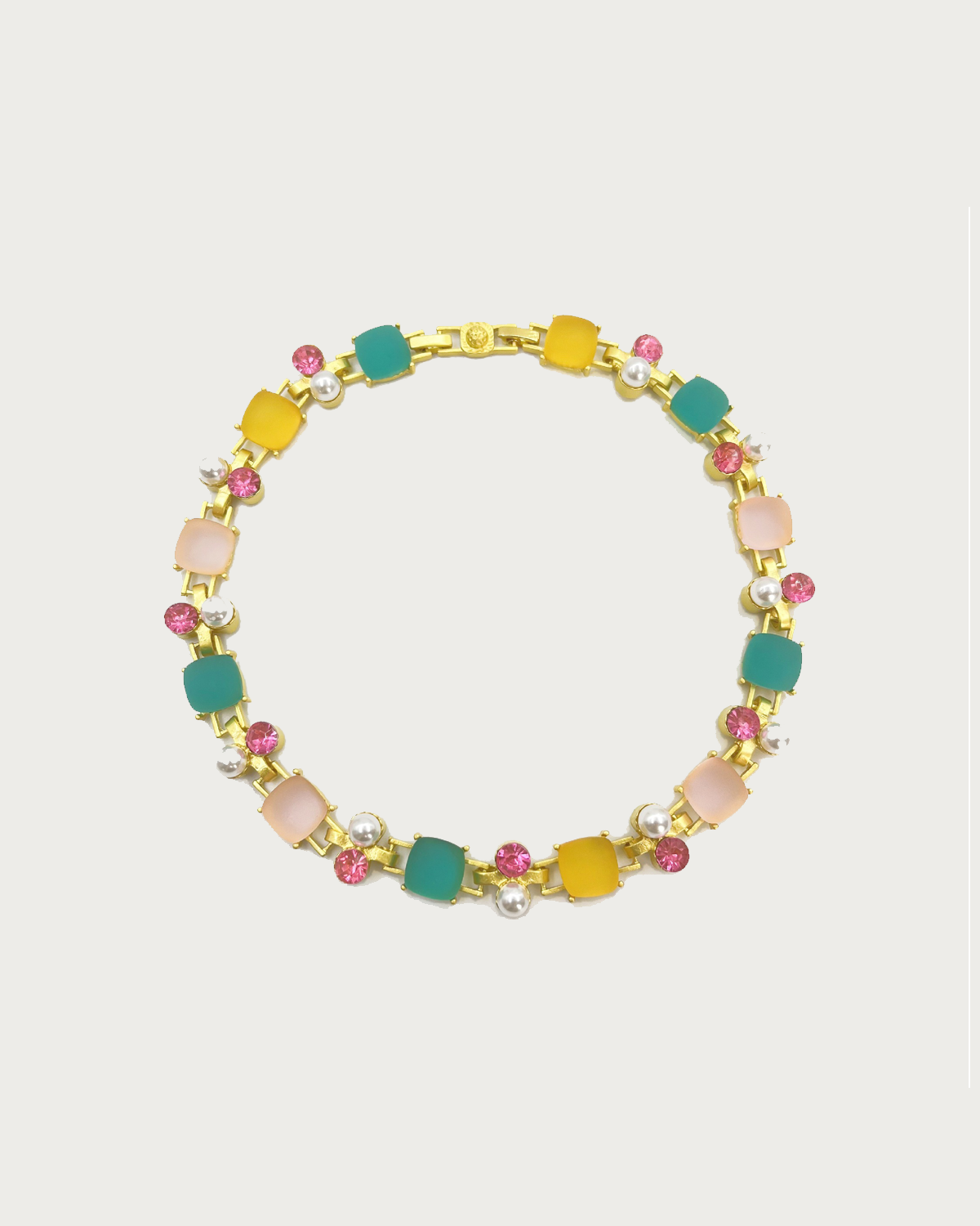 Kitty Colorful Cubic Resin Pearl Golden Necklace