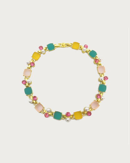 Kitty Colorful Cubic Resin Pearl Golden Necklace
