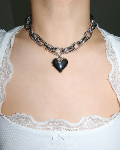 Karen Heart Silver Necklace