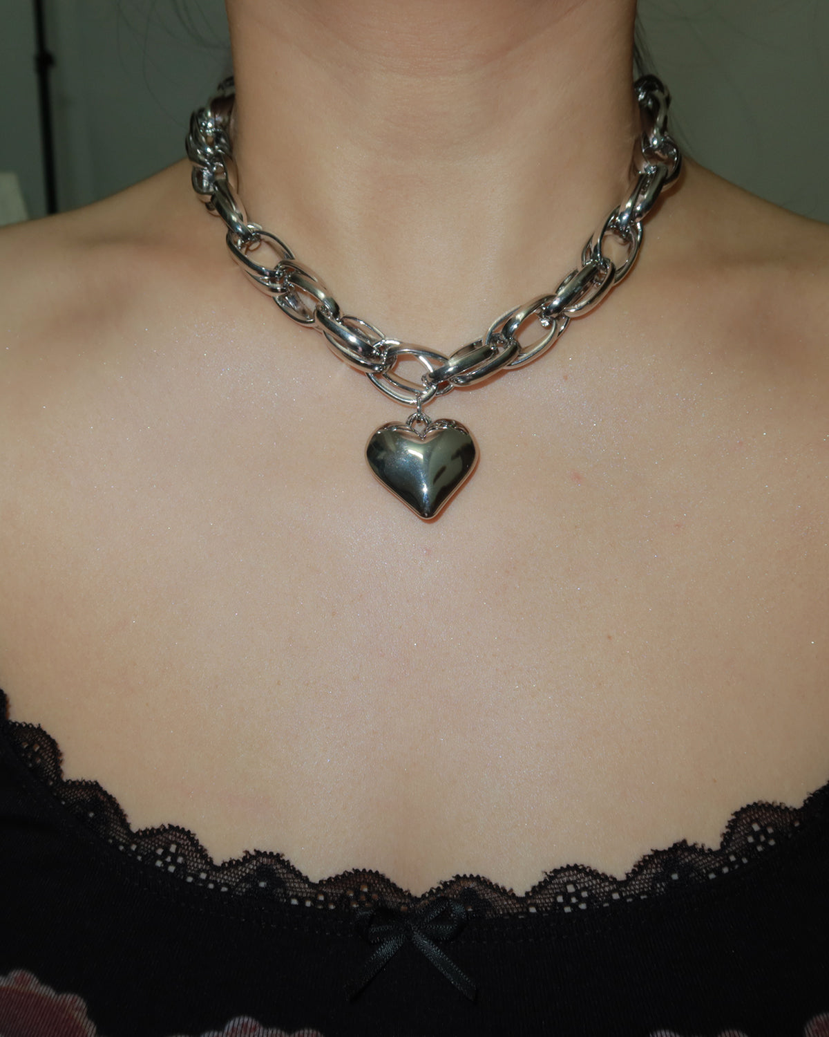 Karen Heart Silver Necklace