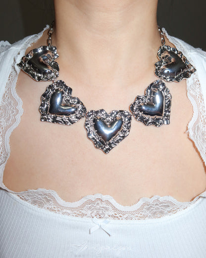 Kimberley Heart Puff Silver Necklace