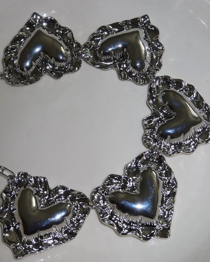 Kimberley Heart Puff Silver Necklace