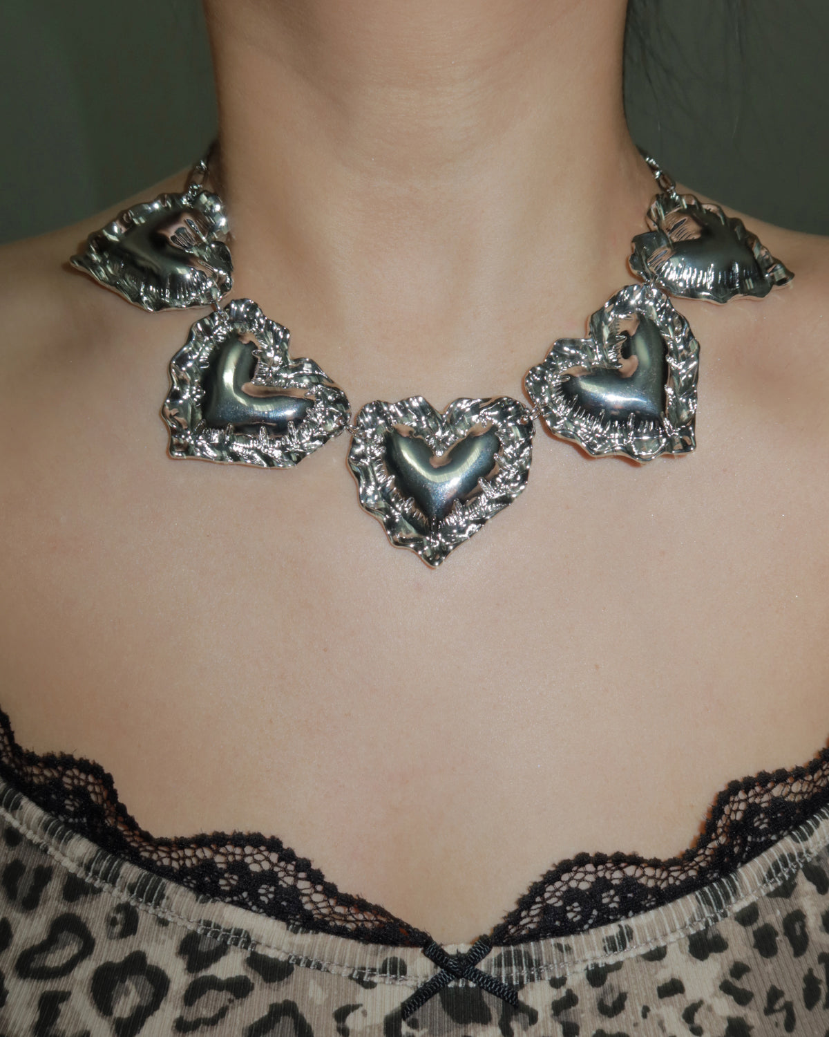 Kimberley Heart Puff Silver Necklace