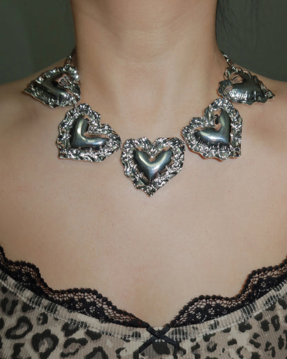 Kimberley Heart Puff Silver Necklace
