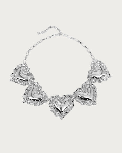 Kimberley Heart Puff Silver Necklace