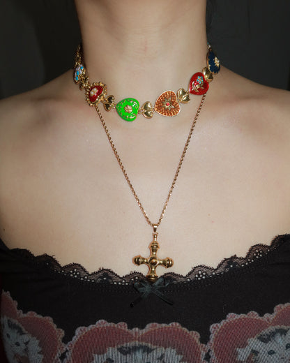 Isabel Tiger Eye Cross Golden Charm Necklace