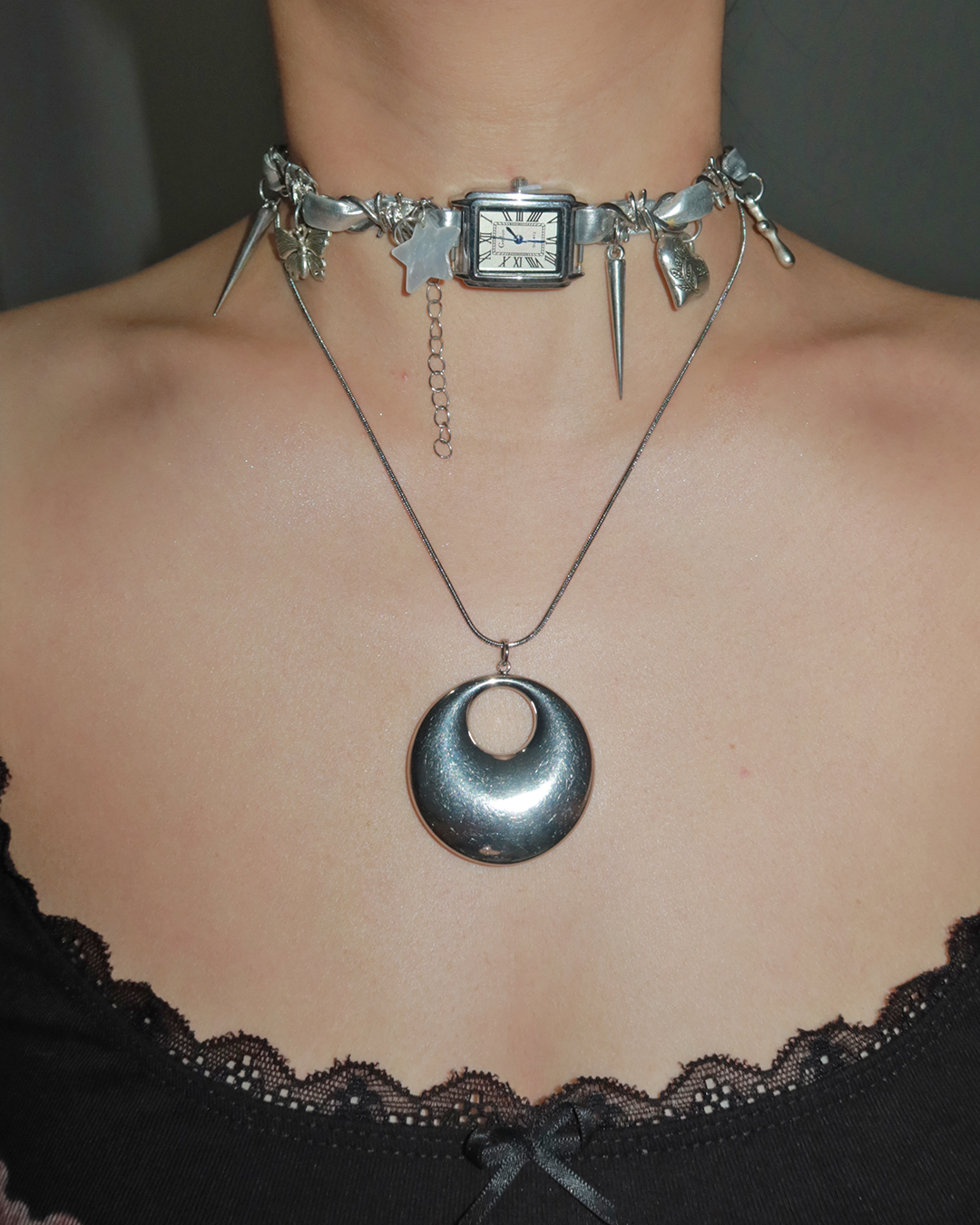 Olga Chunky Silver Nugget Necklace