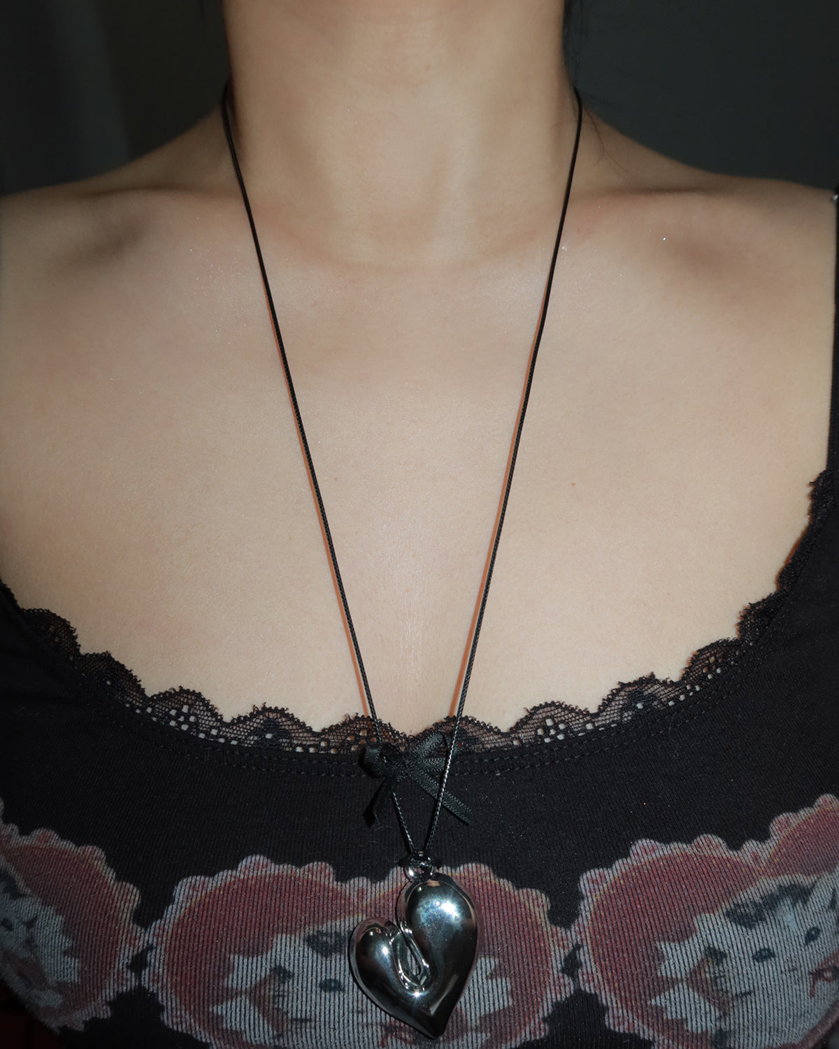 Zona Irregular Heart Silver Pendant Necklace