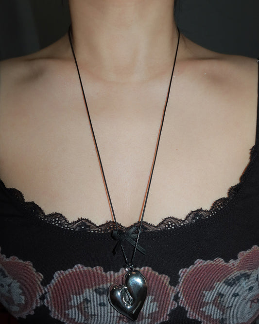 Zona Irregular Heart Silver Pendant Necklace