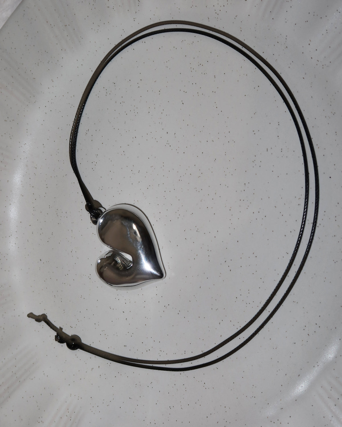 Zona Irregular Heart Silver Pendant Necklace