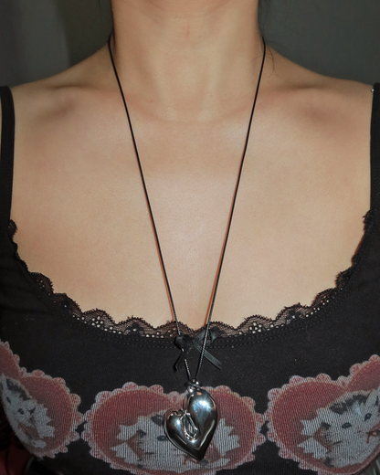 Zona Irregular Heart Silver Pendant Necklace