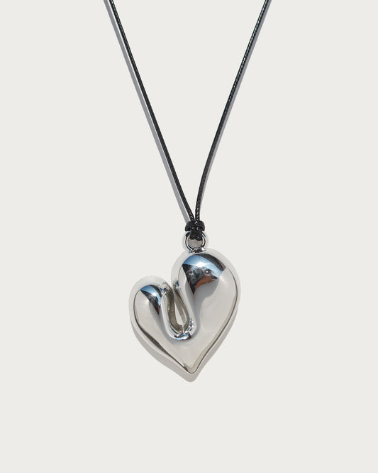 Zona Irregular Heart Silver Pendant Necklace