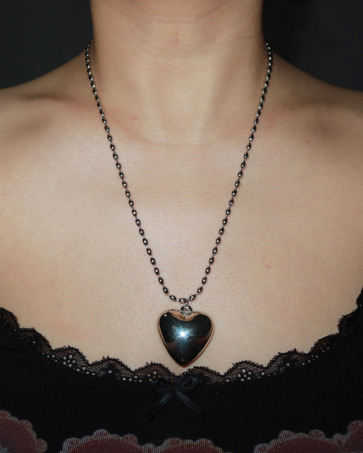 Violet Heart Silver Pendant Necklace