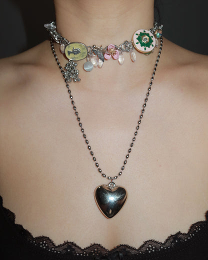 Violet Heart Silver Pendant Necklace