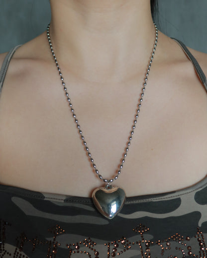 Violet Heart Silver Pendant Necklace
