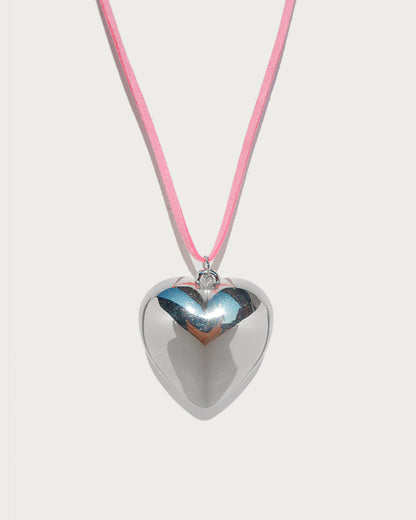 Alani Pink Cord Heart Necklace