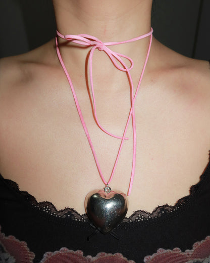 Alani Pink Cord Heart Necklace