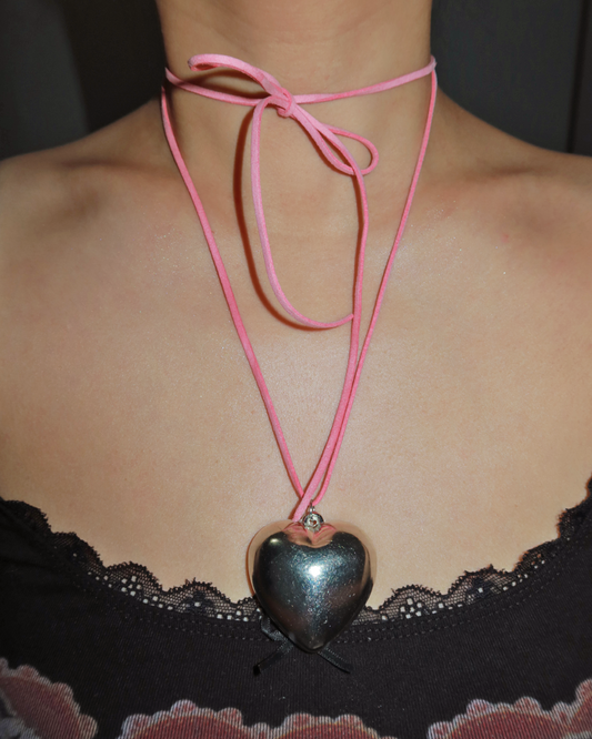 Alani Pink Cord Heart Necklace