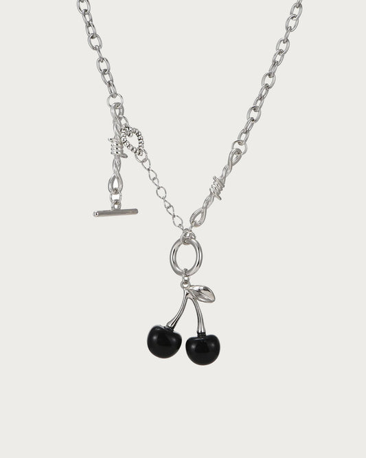 Jamie Black Cherry Thorn Silver Necklace