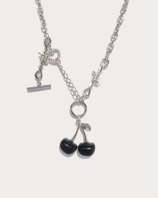 Jamie Black Cherry Thorn Silver Necklace