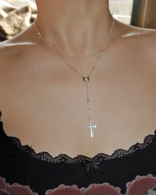 Julia Heart Cross Silver Pendant Necklace
