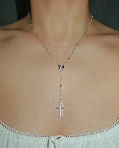Julia Heart Cross Silver Pendant Necklace