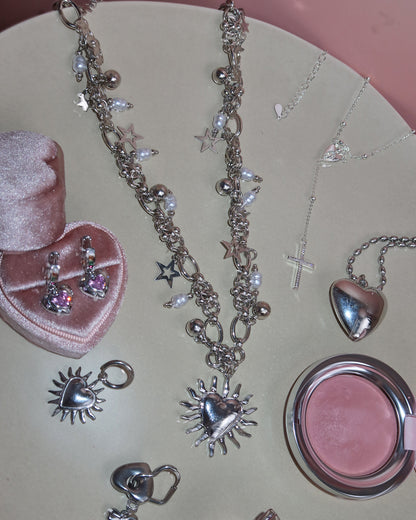 Julia Heart Cross Silver Pendant Necklace