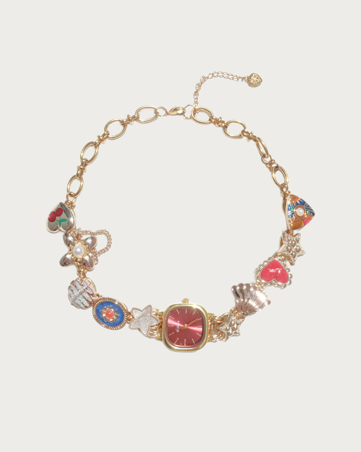 Suki Sparkle Time Charm Golden Watch Chocker Necklace