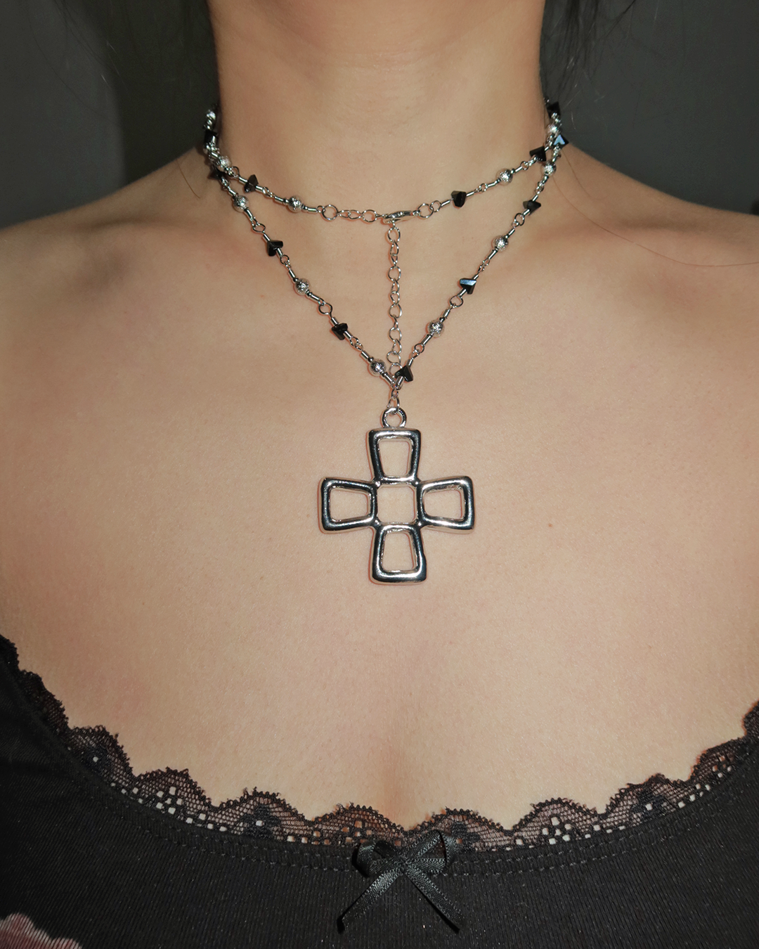Ella Wishing Cross Beaded Necklace