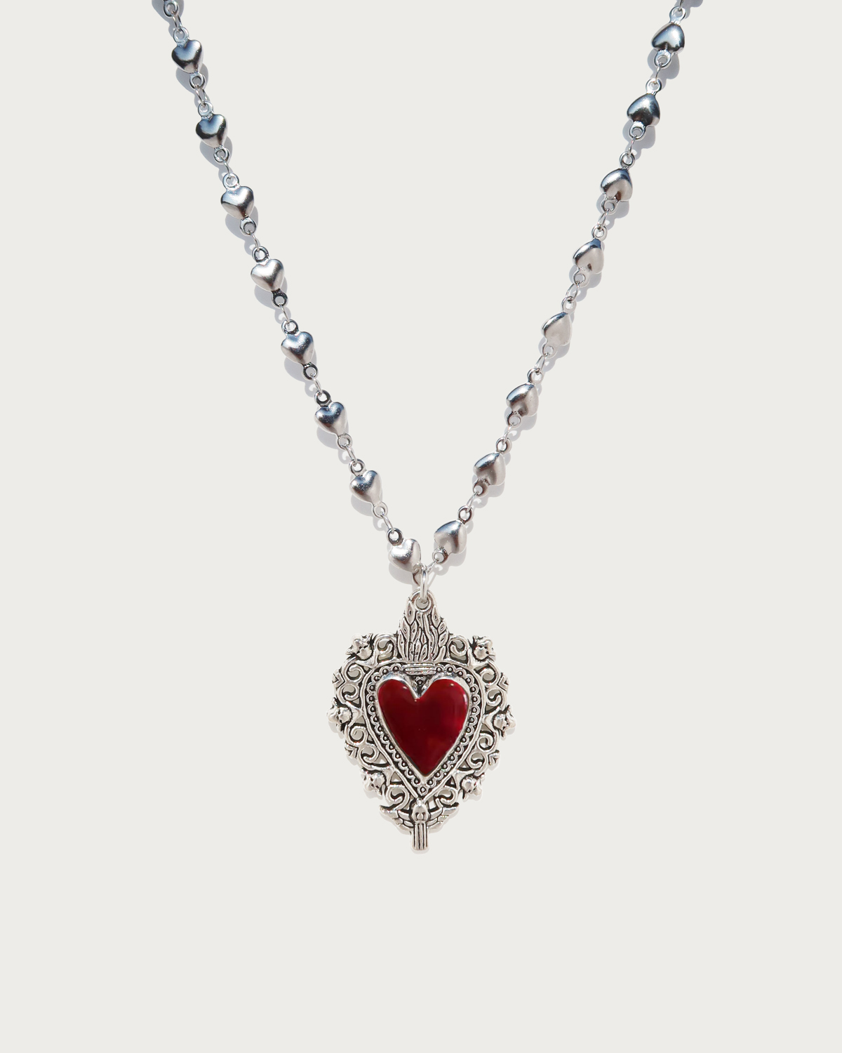 Cathy Vintage Black Heart Silver Pendant Necklace – Formeily