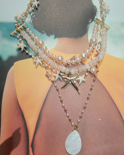 Jessica Layered Pearl Starfish Golden Necklace