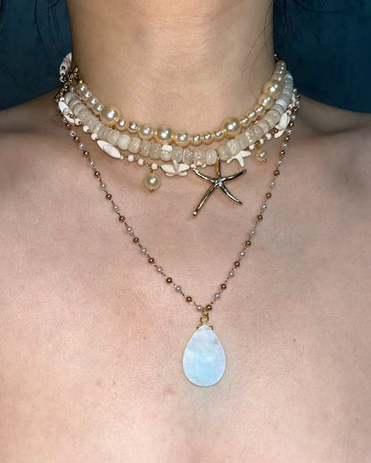 Jessica Layered Pearl Starfish Golden Necklace
