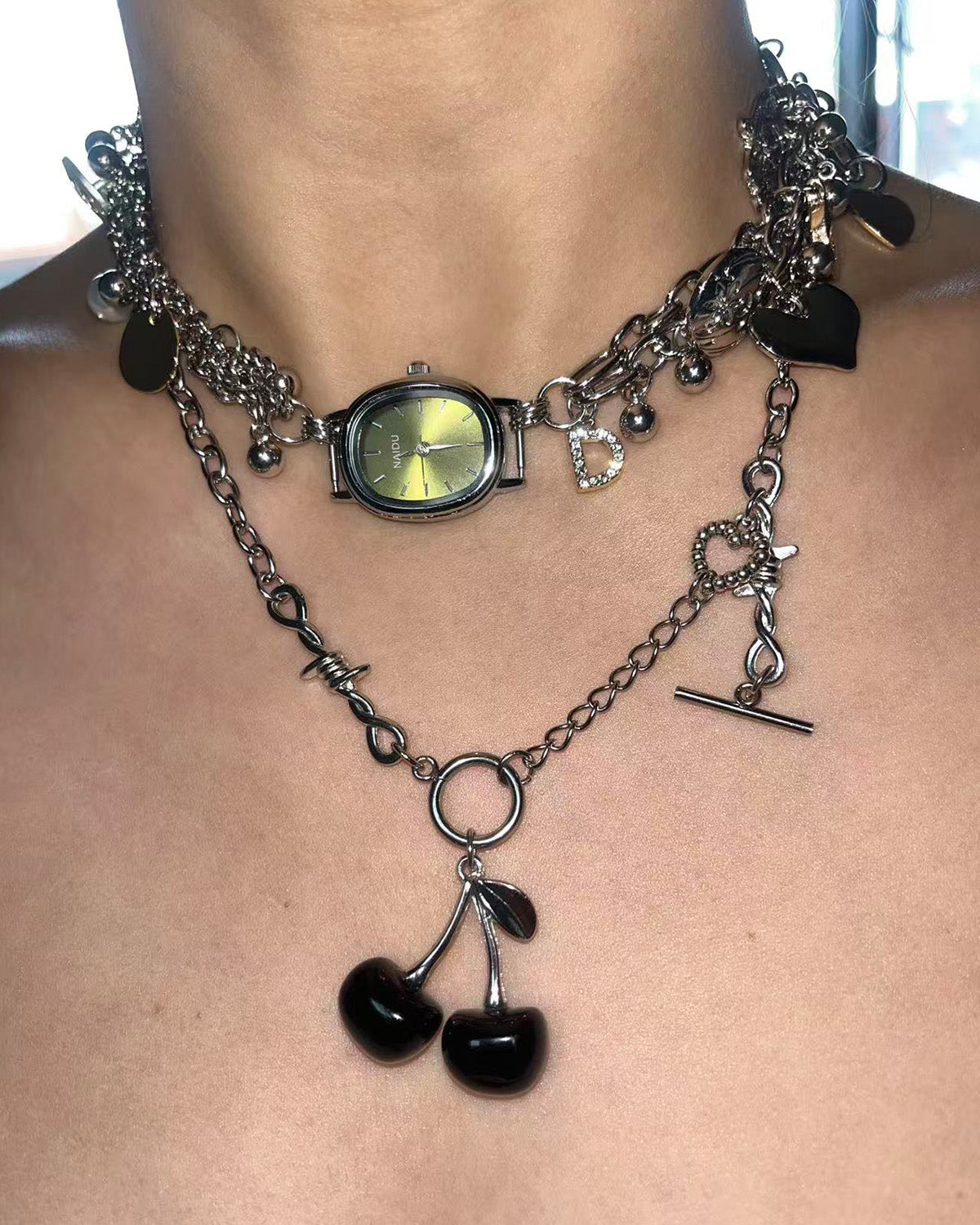 Georgia Green Watch Silver Chocker Necklace