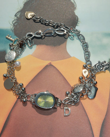 Georgia Green Watch Silver Chocker Necklace