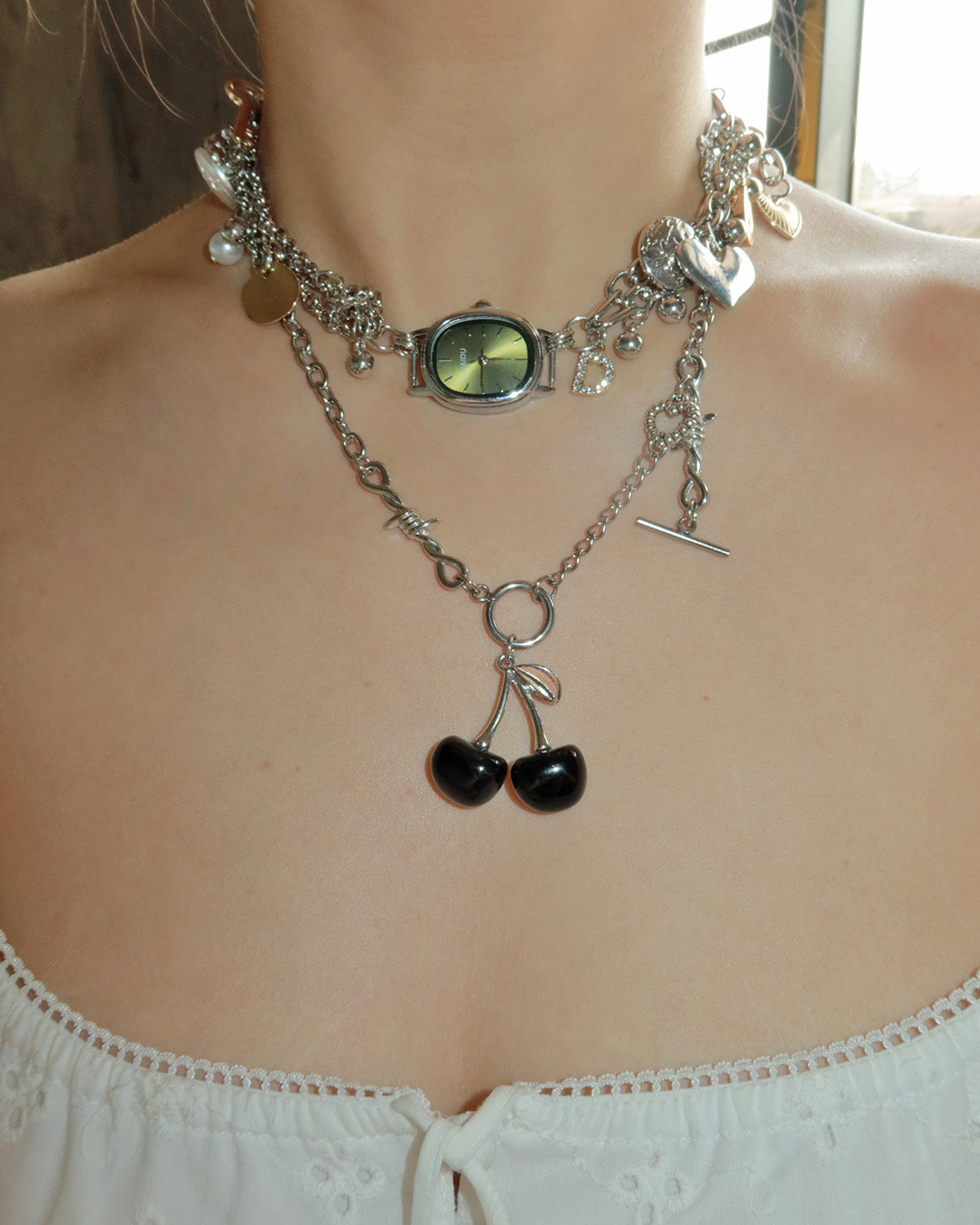 Georgia Green Watch Silver Chocker Necklace