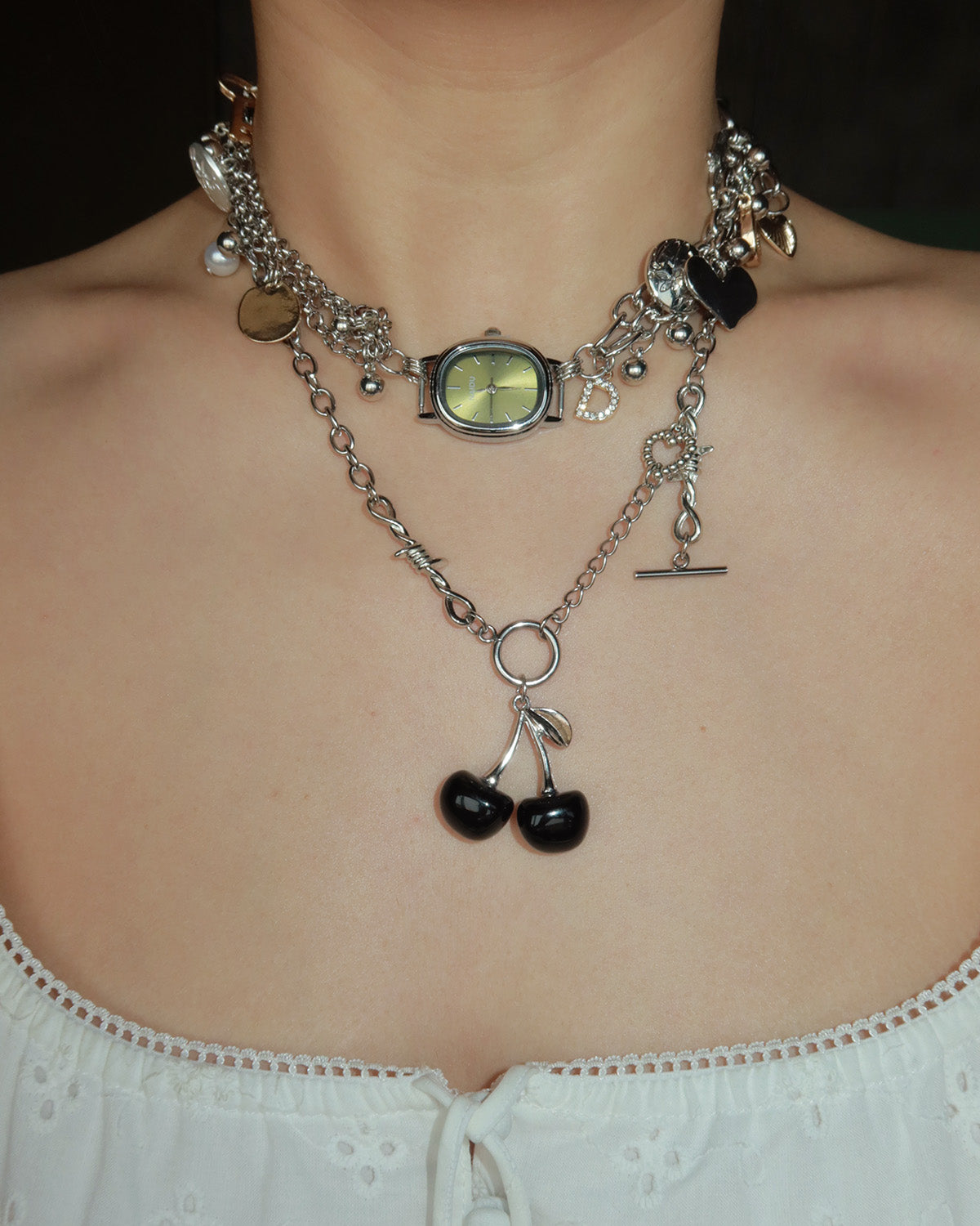 Georgia Green Watch Silver Chocker Necklace – Formeily