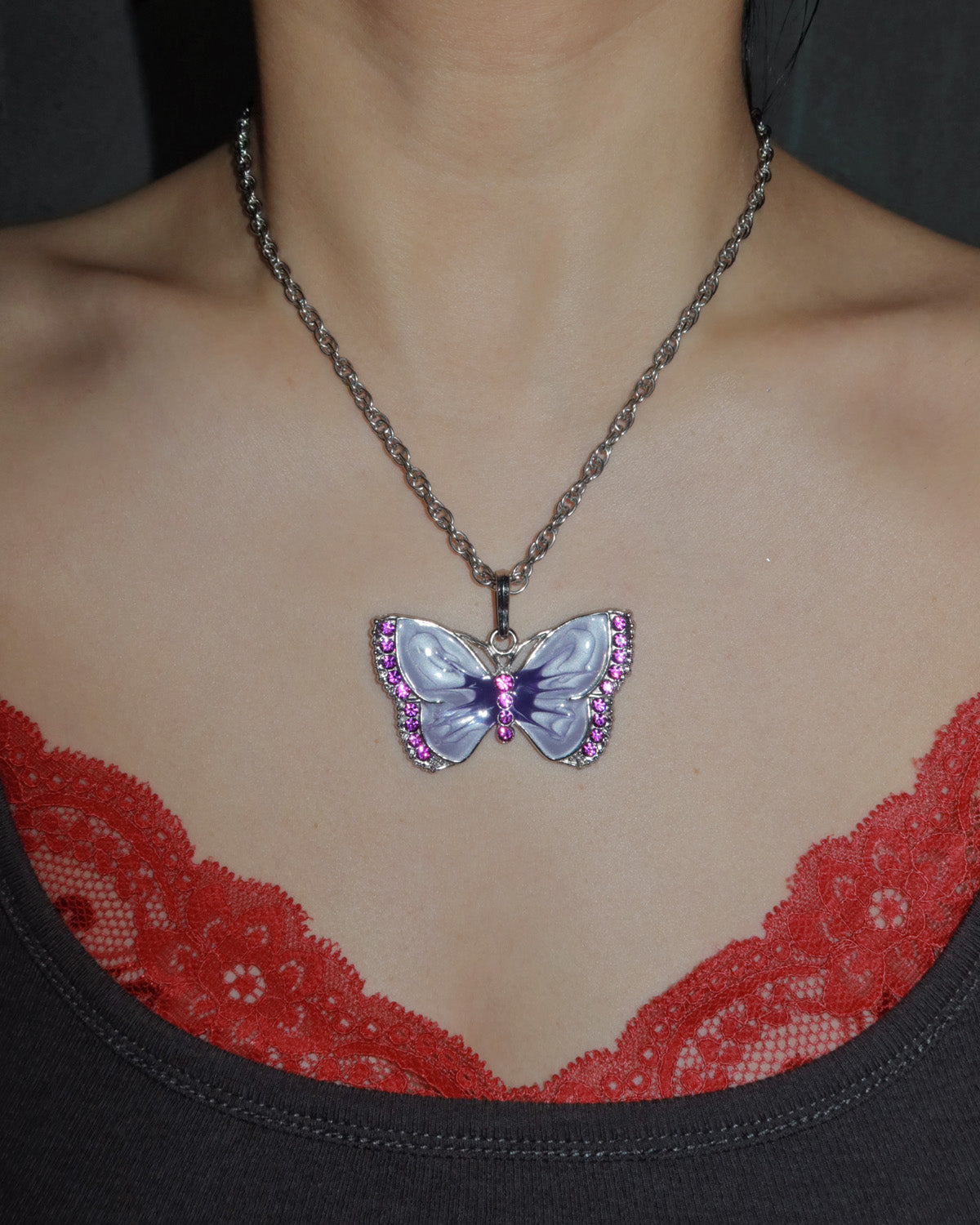 Vanessa Purple Butterfly Pendant Necklace