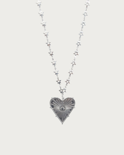 Janice Star Chain Heart Silver Pendant Necklace