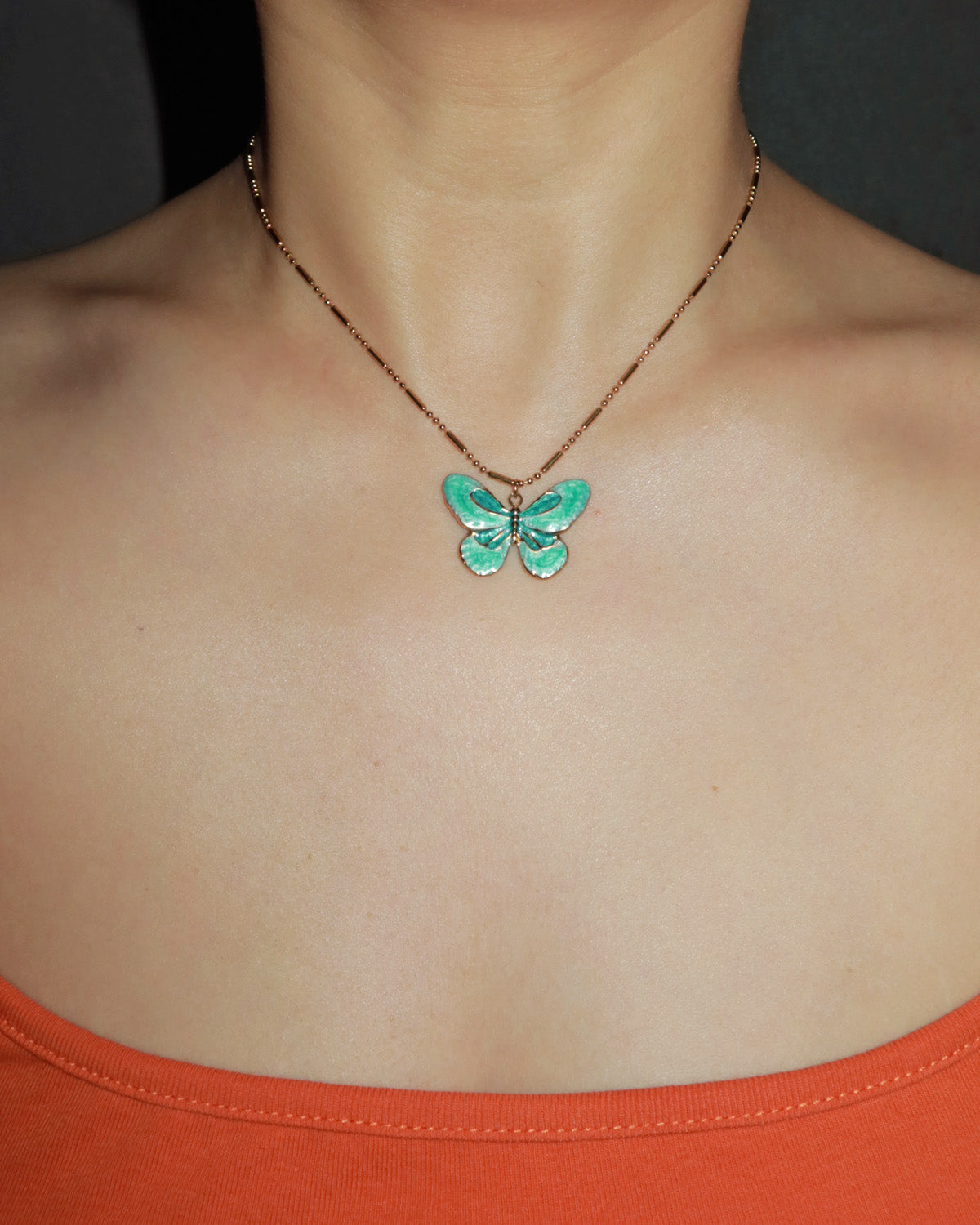 Liz Enamel Butterfly Pendant Necklace
