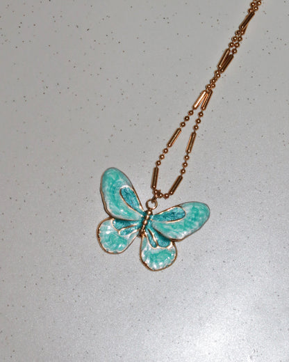 Liz Enamel Butterfly Pendant Necklace