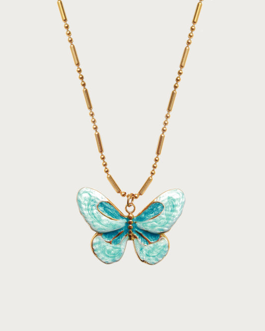Liz Enamel Butterfly Pendant Necklace