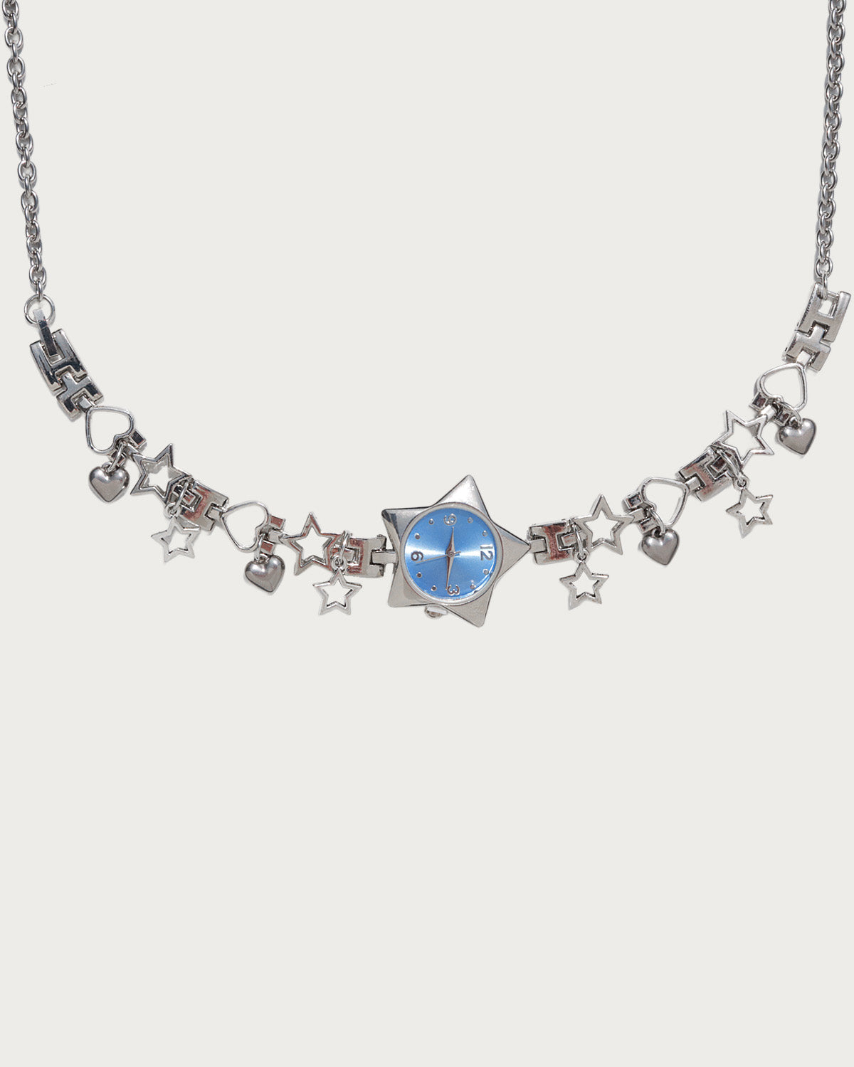 Nova Vintage Blue Star Clock Silver Chocker