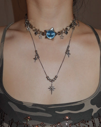 Nova Vintage Blue Star Clock Silver Chocker