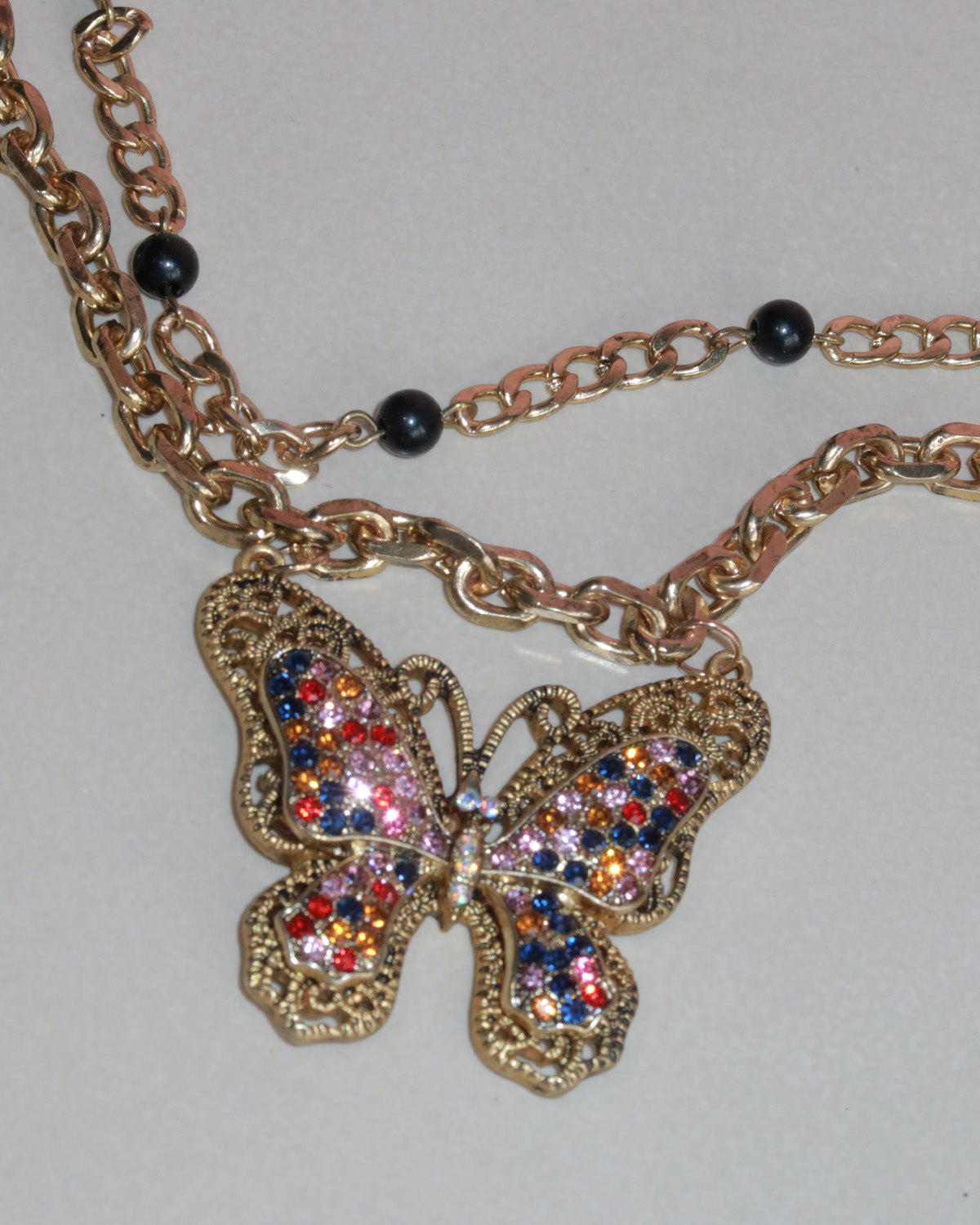 Roxy Vintage Butterfly Layered Choker Necklace