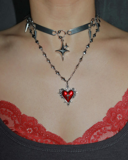 Lee Star Rivet Silver Choker Necklace
