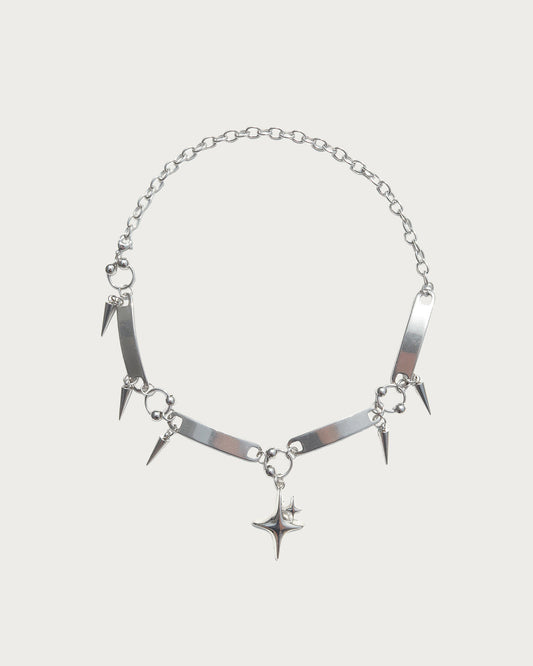 Lee Star Rivet Silver Choker Necklace
