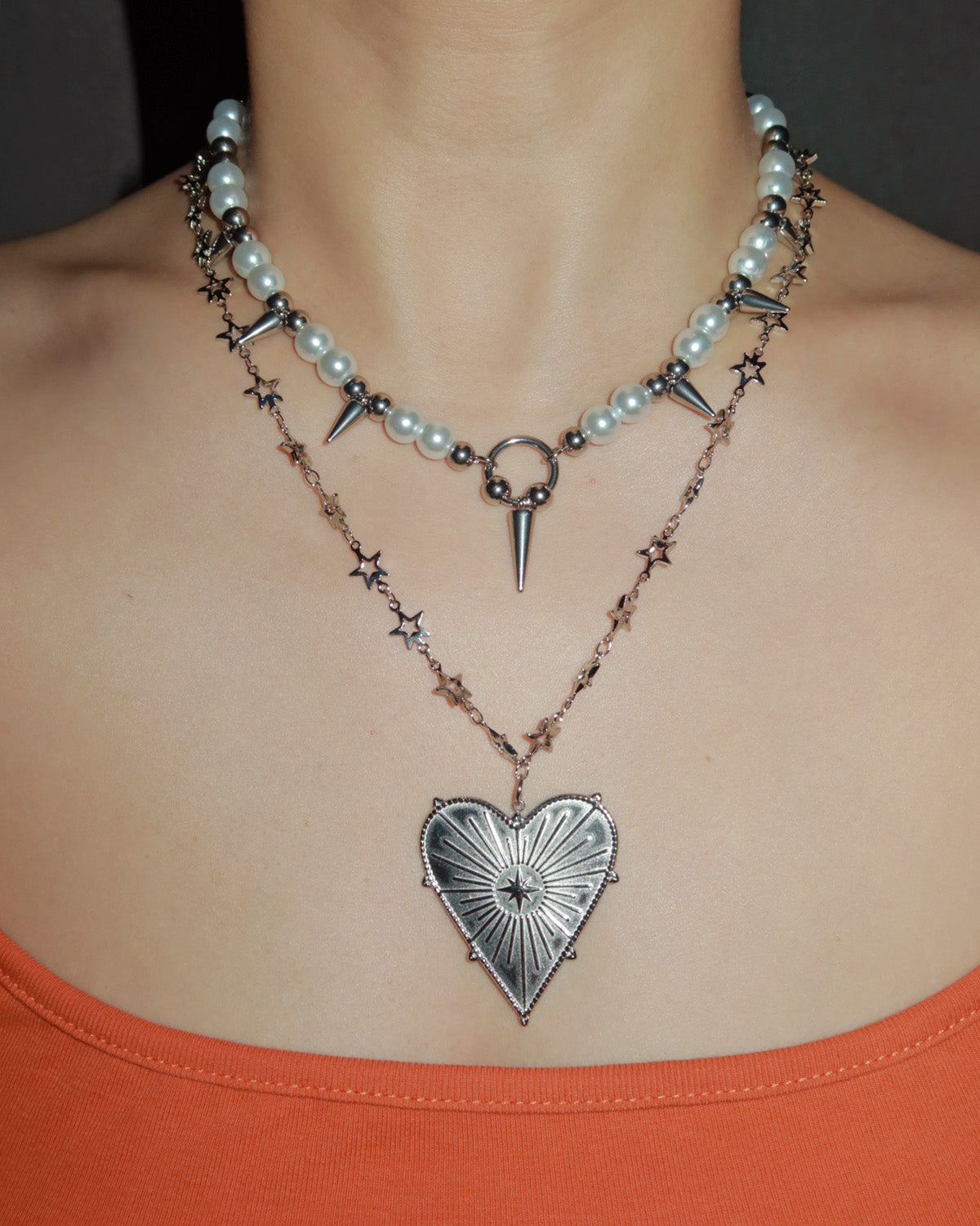 Eira Rivet Pearl Silver Choker Necklace