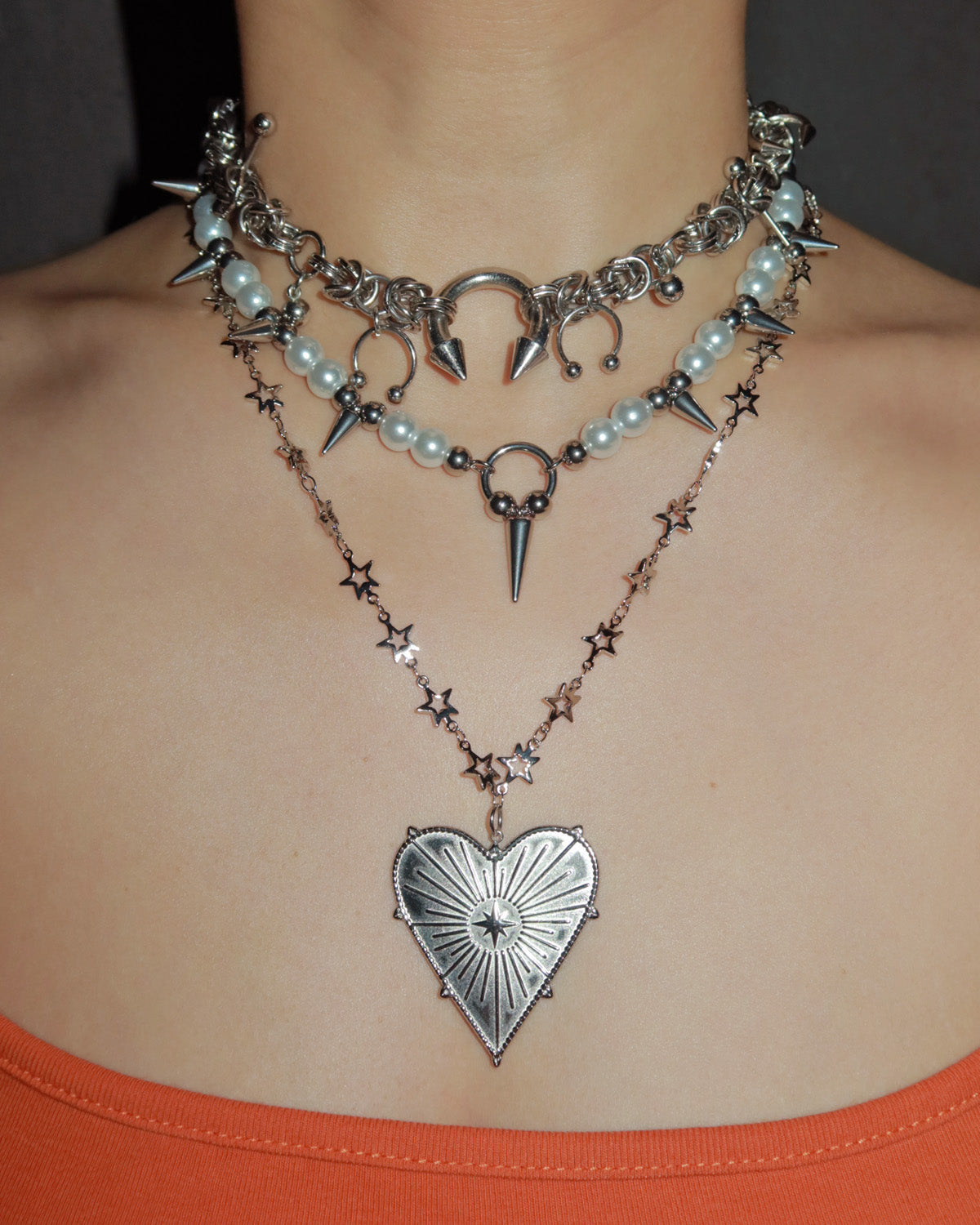 Eira Rivet Pearl Silver Choker Necklace