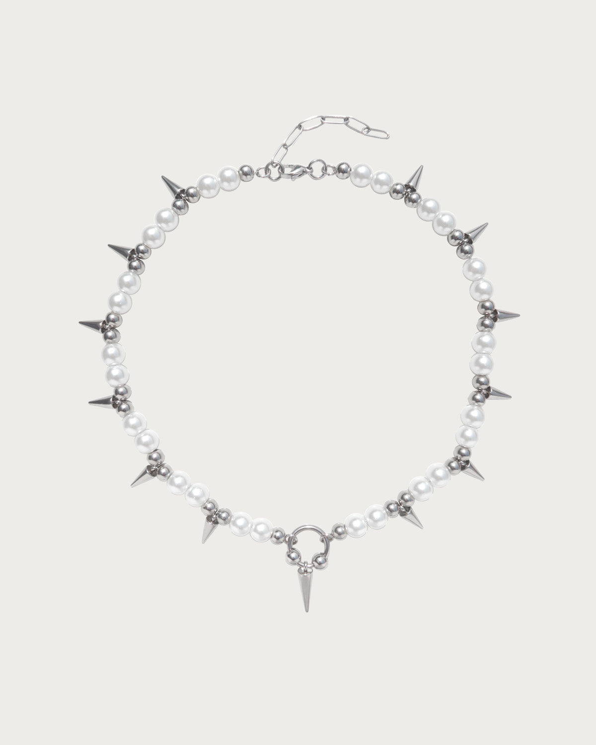 Eira Rivet Pearl Silver Choker Necklace