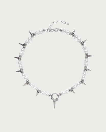 Eira Rivet Pearl Silver Choker Necklace
